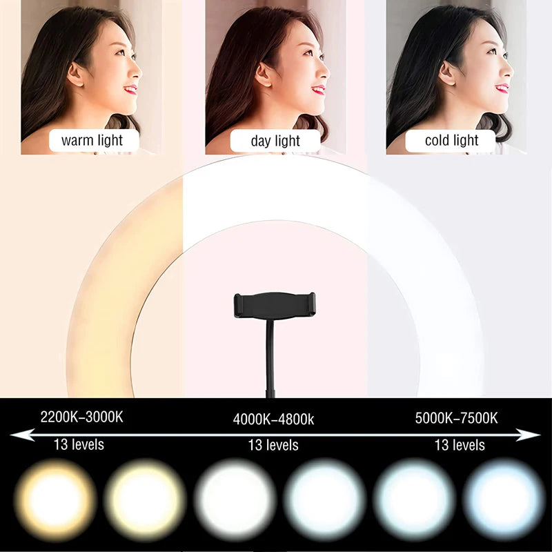 10 inch LED Selfie Ring Light Dimmable Photography Fill Lamp with Mini tripod for Phone Tiktok Live Video Photo Studio Ringlight