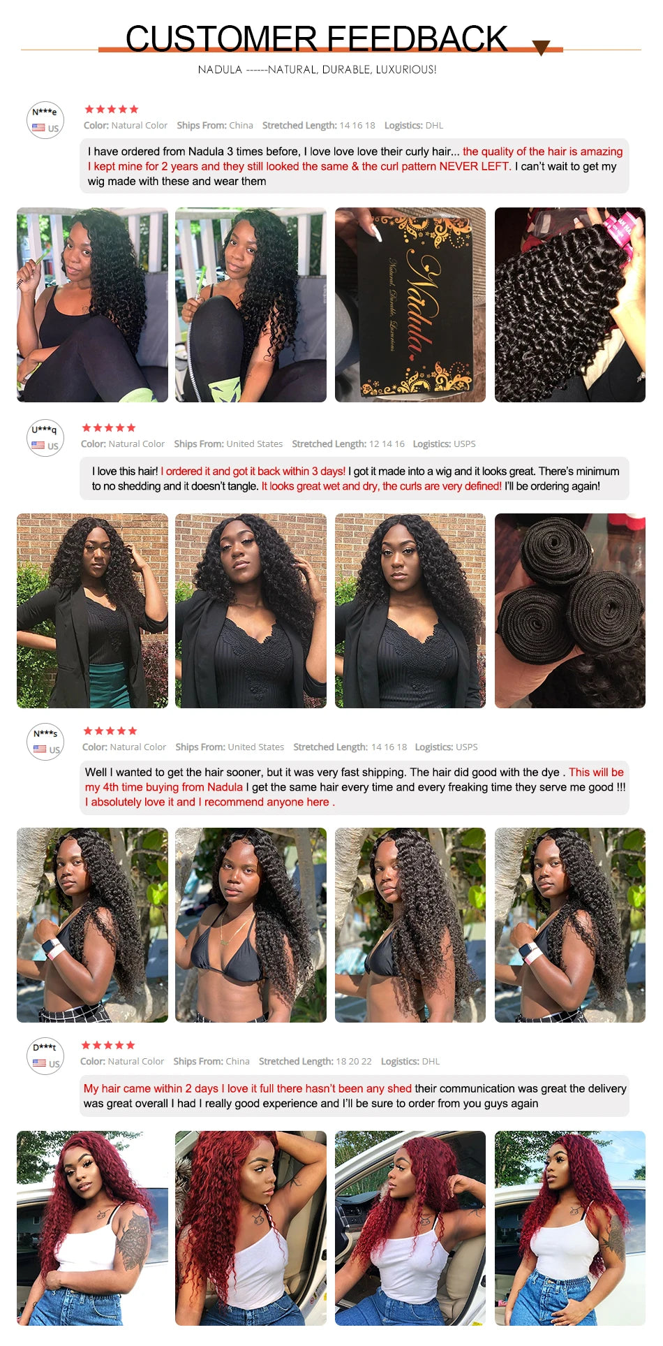 Nadula Hair Brazilian Curly Hair Weave 3 Bundles/4PCS Brazilian Hair Bundles Deal Curly Virgin Human Hair Extensions 8-26inch
