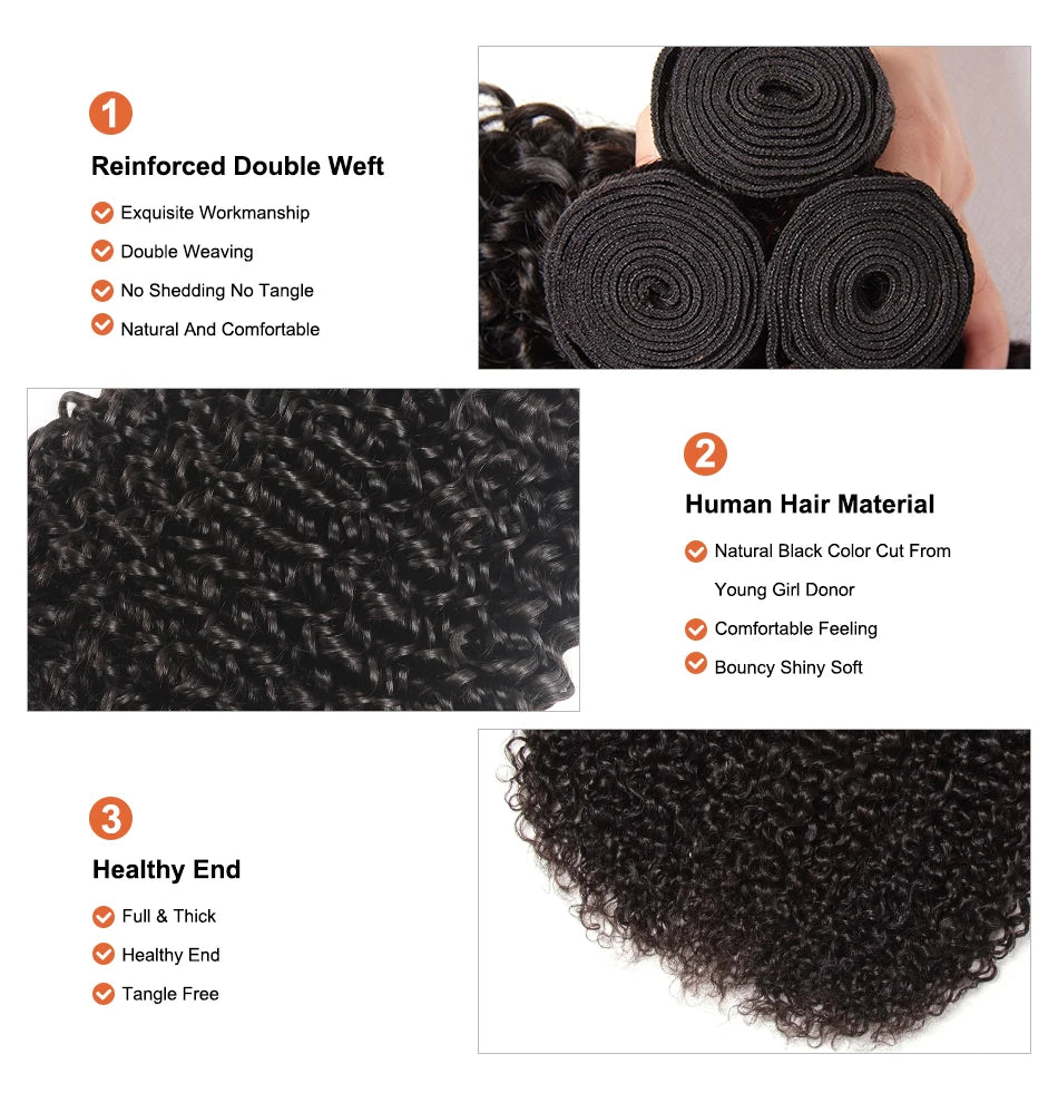 Nadula Hair Brazilian Curly Hair Weave 3 Bundles/4PCS Brazilian Hair Bundles Deal Curly Virgin Human Hair Extensions 8-26inch