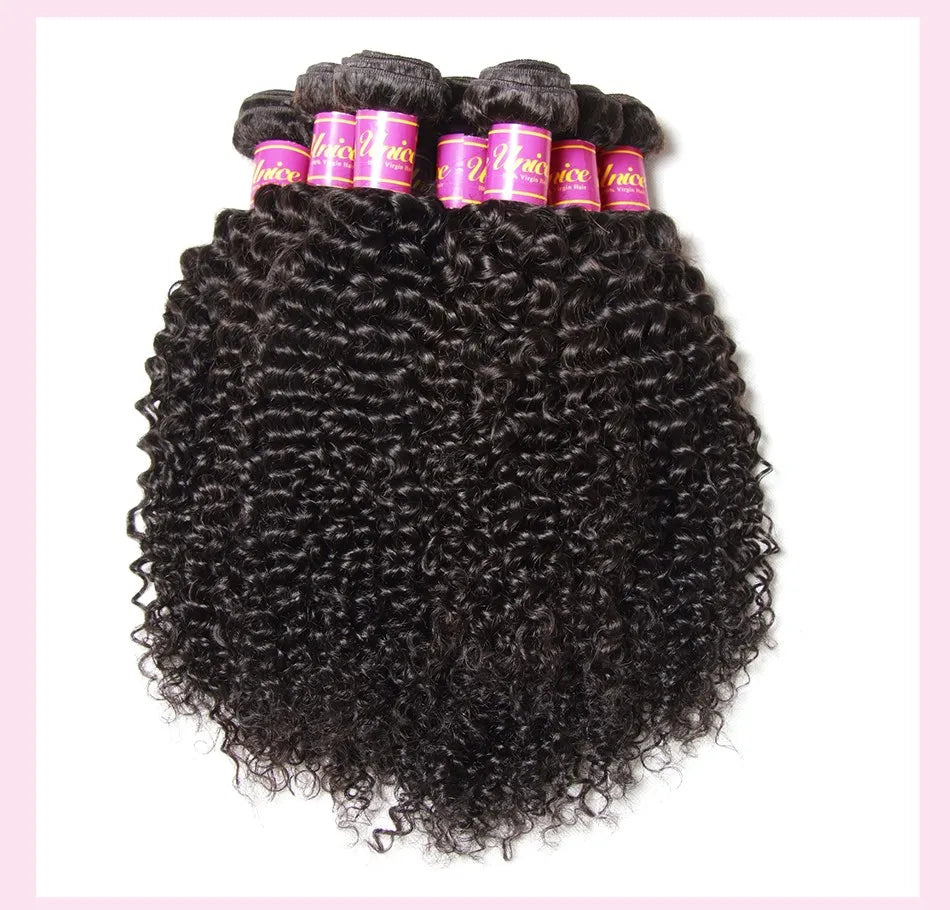 UNice Hair Virgin Human Hair Bundles Indian Curly Hair 3 Bundles 100% Human Hair Extension Natural Color Hair Weaves 8-26Inch