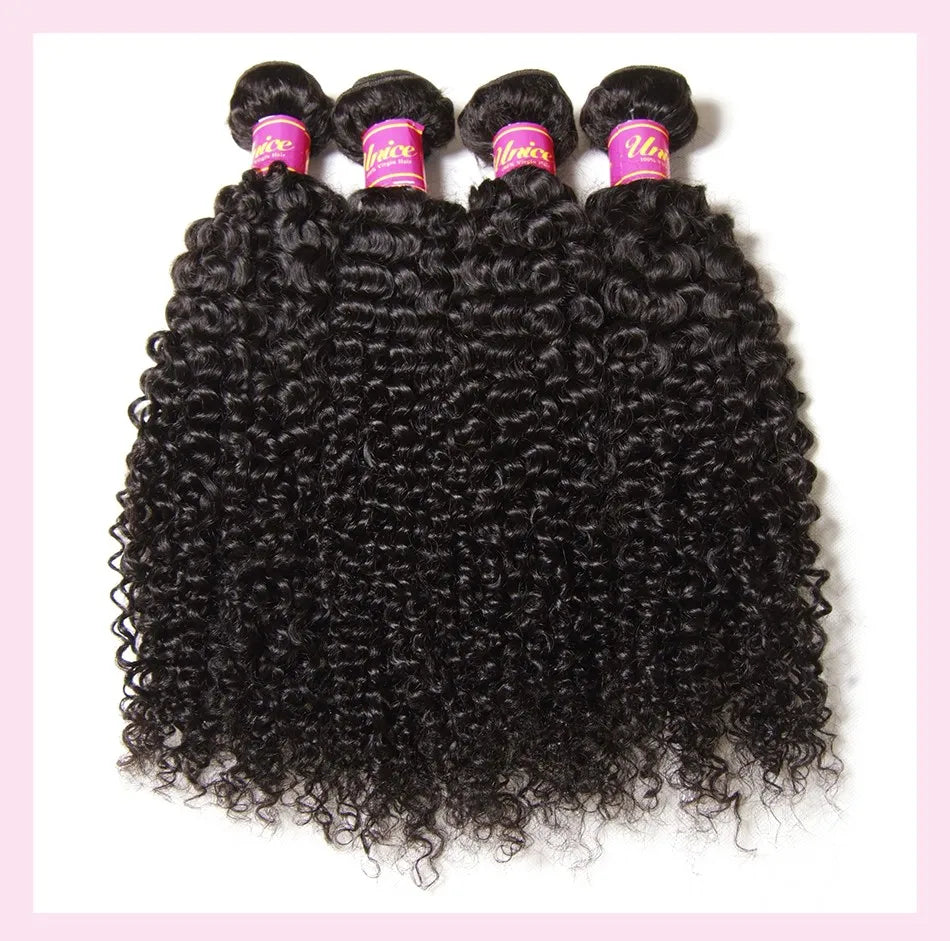 UNice Hair Virgin Human Hair Bundles Indian Curly Hair 3 Bundles 100% Human Hair Extension Natural Color Hair Weaves 8-26Inch