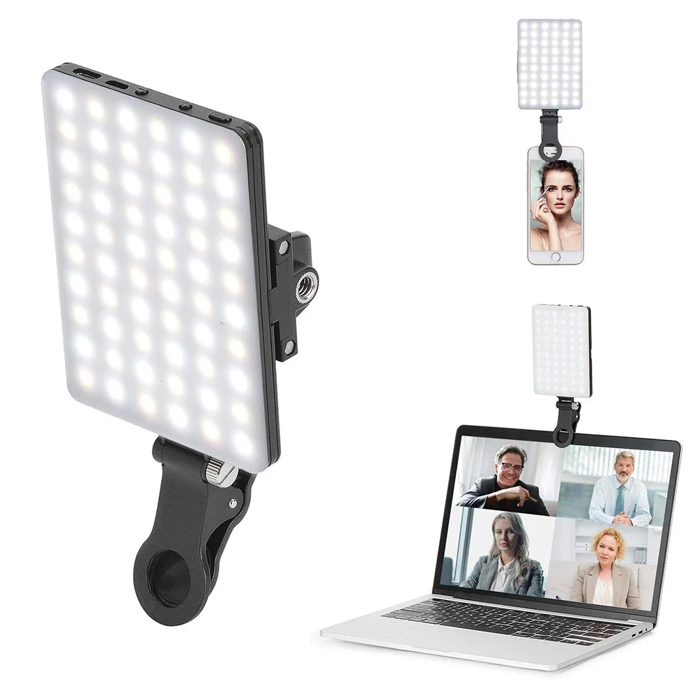 Mobile Phone Fill Light Rechargeable 3 Modes Adjustable Brightness LED Lamp Clip On For Mobile Phone Make Up Computer Fill Light