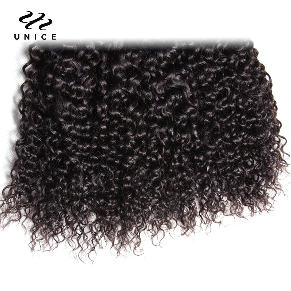 UNice Hair Virgin Human Hair Bundles Indian Curly Hair 3 Bundles 100% Human Hair Extension Natural Color Hair Weaves 8-26Inch