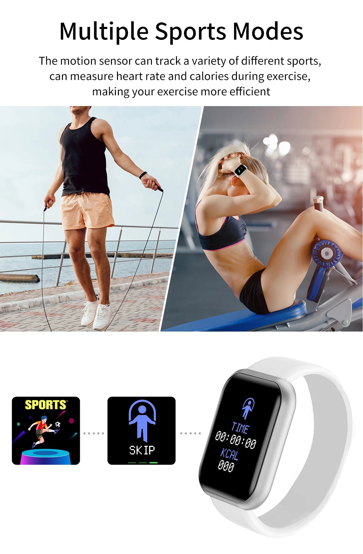 Multifunction Smart Watch For Men Women Kids Message Remind Music Control Sport Step Calories Smartwatch