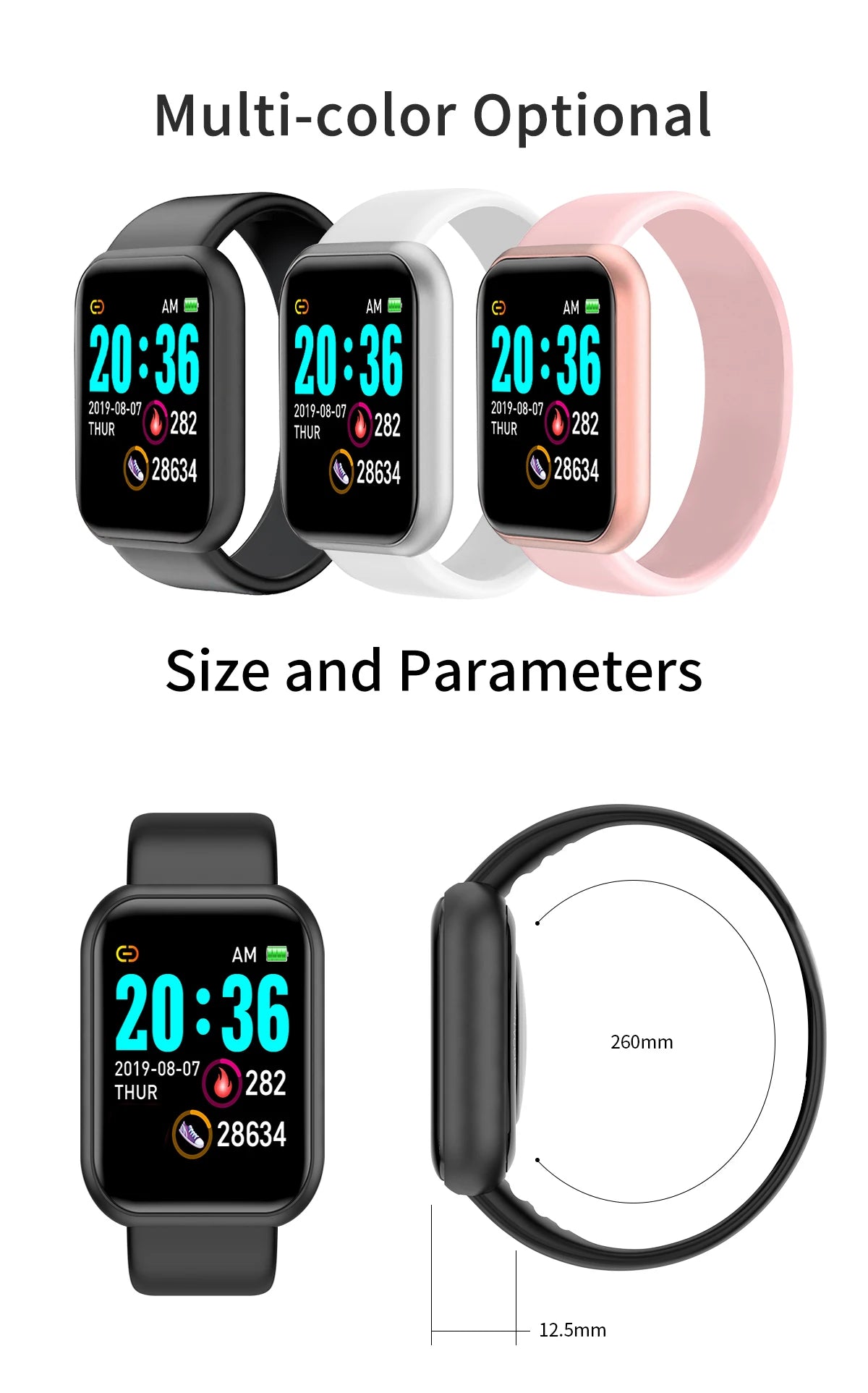 Multifunction Smart Watch For Men Women Kids Message Remind Music Control Sport Step Calories Smartwatch